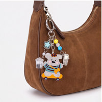 Breloque de sac en acrylique Y2K motif ours skateboard, ensemble de pendentifs rétro pour téléphone et tasse Boba, porte-clés dessin animé, accessoire de sac à main