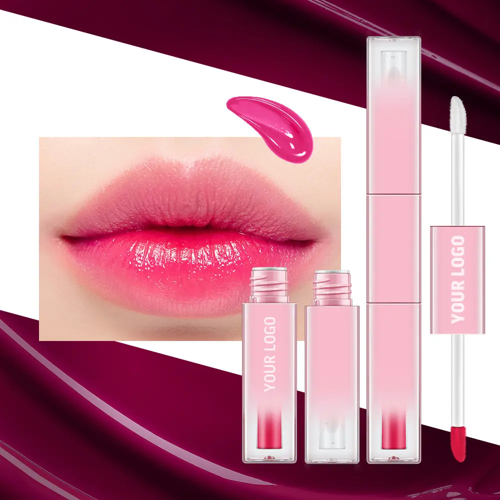 Lip Tint 7 Warna dan Lip Oil 2 In 1 Kualitas Tinggi Lip Gloss Bening dan Dukungan Lipstik Cetak Logo Anda