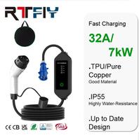 Nouvelle conception de chargeur EV portable AC 32A 7kW, charge rapide de véhicules électriques avec prise CEE, utilisation à domicile et en extérieur, IP55, certifié CE