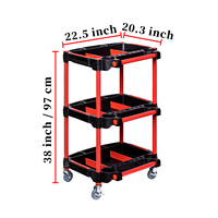 Chariot de rangement pour outils de voiture avec poignée et roues Chariot d'atelier roulant en plastique