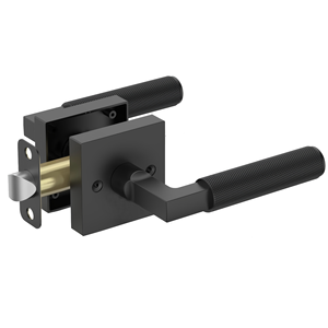 Đen Knurled nội thất cửa xử lý với 3 phím riêng tư <span class=keywords><strong>LEVER</strong></span> cho phòng ngủ hoặc phòng tắm xi lanh khóa sản phẩm - Product Image 2