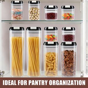Food Storage Containers with Lids - Plastic Kitchen and Pantry Organization Food Grade Airtight Dry Cereal Canisters <b>Set</b> - Product Image 2