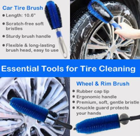 Kit de 17 brosses de detailing automobile, kit de nettoyage auto, brosses pour roues et pneus, éponge de cirage, gant de lavage, serviette, outils d'entretien intérieur et extérieur
