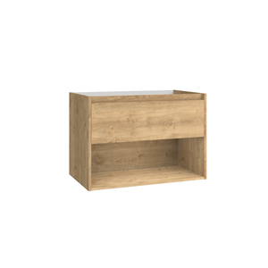 Mueble de tocador VENTO blanco brillante/roble natural 80 (sin tapa), producto ligero para el hogar, con 1 cajón + 1 estante abierto - Product Image 1