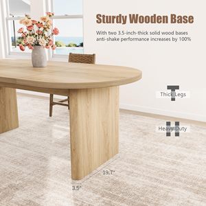 Table à manger ovale moderne en bois SENYU avec chaises tressées, style côtier, mobilier de maison pour 6 personnes - Product Image 5