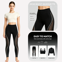 Legging de yoga taille haute avec empiècements en maille, effet froncé aux fesses, extensible et doux, pour l'entraînement en salle de sport et les activités sportives quotidiennes pour femmes