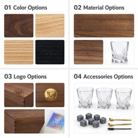 Ensemble de carafe à whisky personnalisée avec logo, 4 verres et pierres, dans un coffret cadeau en bois pour hommes, vente en gros aux États-Unis