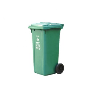 120 Liter heavy duct green restaurant kitchen cabinets rubber wheel mobile automatic smart plastic dustbin garbage can with lid
