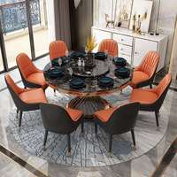 Table Ronde Moderne Pivotante en Marbre Noir avec Base en Métal Doré pour la Maison
