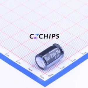 Condensador Electrolítico de Aluminio de Orificio Pasante 250BXC10MEFC10X16, D10xL16mm 10uF 20% 250V 320mA-100kHz - Product Image 1