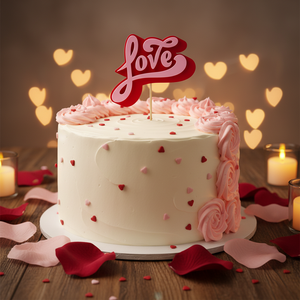 Joyeux Jour de la Saint-<span class=keywords><strong>Valentin</strong></span>, charme de gâteau ovale double couche en acrylique réutilisable imprimé UV et décorations pour cupcakes - Product Image 3