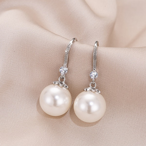 Pearl Drop Earrings 10mm Imitation Pearl <b>Wedding</b> Jewelry Elegant Design Stud Earrings Women's Fashion <b>Accessories</b> - Product Image 1