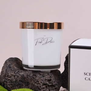 Scented <b>Candle</b> White Glass Cylinder Metal Lid Soy Wax 1 <b>Wick</b> Wedding Home Decoration Gift - Product Image 3