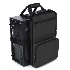 PC Tower Carrying Strap with Handle, Desktop Carrying Case with Pockets for Keyboard, Cable and Computer Accessories