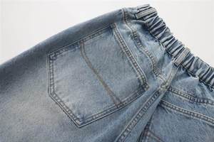Pantalon en jean ample Huanqiu, style streetwear rétro, indigo délavé, texte rouge brodé, jeans de créateur pour homme - Product Image 5