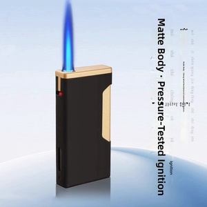 JX New Customized LOGO Classic Metal Windproof <strong>Lighter</strong> Butane Fuel Blue Flame Directly <strong>Blazing</strong> Business Matte Black Wholesale - Product Image 4