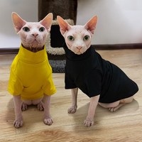 Vêtements pour chat Sphynx à col haut, extensibles et doux, en tissu de coton extensible, pull pour chat sans poils pour l'hiver et l'intérieur