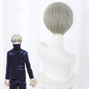 Peluca de Anime <span class=keywords><strong>Jujutsu</strong></span> Kaisen al por Mayor, Color Gris Té, 30 cm, Peluca de Toge <span class=keywords><strong>Inumaki</strong></span> para Cosplay, Cabello Sintético Resistente al Calor - Product Image 5