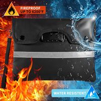Sac ignifuge à 10 couches de matériaux isolants thermiques pour documents, sac ignifuge pour argent liquide avec fermeture éclair et bande réfléchissante