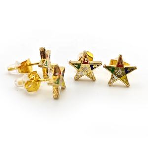Produk Baru grosir anting-anting Masonik logam simbol OES Bintang Timur anting-anting wanita - Product Image 5