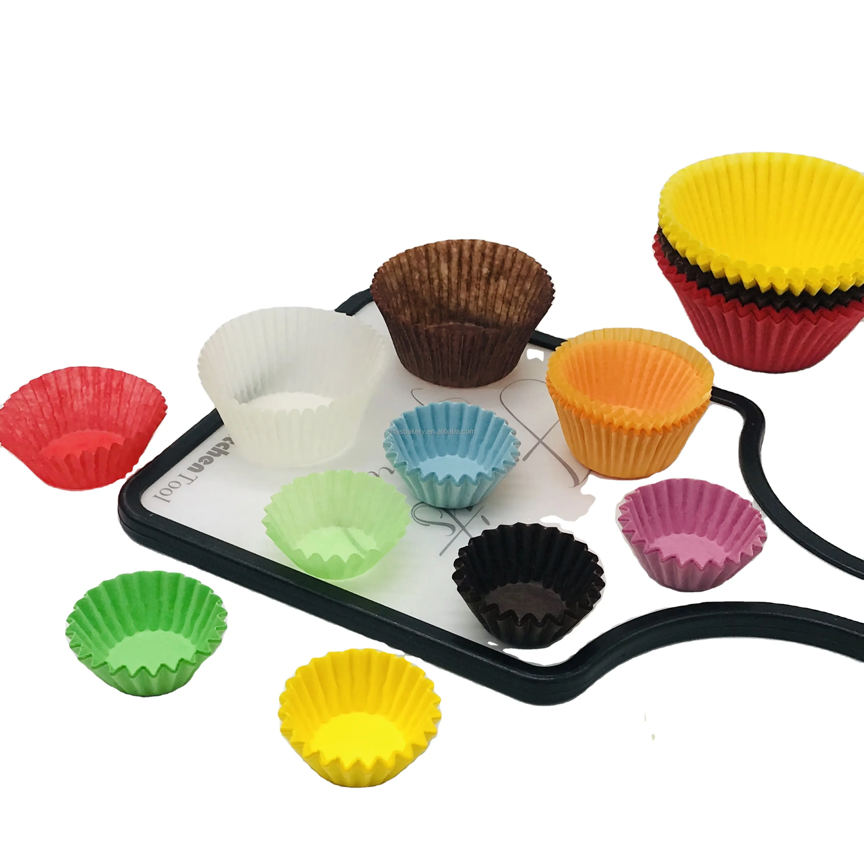 high quality Europe paper solid color grease proof paper disposable single wall mini muffin baking cups