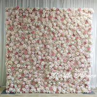 Mur de fleurs artificielles en soie rose fait main L-R267, 8x8 pieds, pour décoration de mariage, Noël, rentrée scolaire, Nouvel An chinois