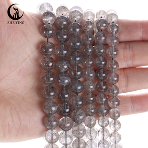 Zhe Ying 6/8/10mm perles de pierre de Quartz fraise noire perles de pierre rondes pour la fabrication de bijoux perles de Quartz fraise noire - Product Image 4