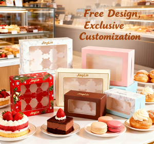 Cao cấp vuông bánh hiển thị cứng nhắc hộp tái chế vật liệu không thấm nước bền kraft giấy UV bù đắp in ấn thực phẩm <span class=keywords><strong>container</strong></span> - Product Image 2