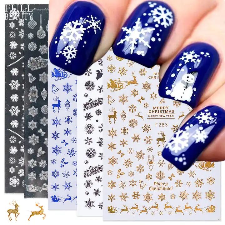 Blue and Gold Snowflake Nail decals