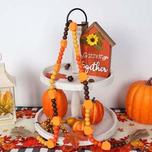 Guirnalda de cuentas de madera de granja de 50 pulgadas con borlas y calabazas para decoraciones de otoño para el hogar - Product Image 5