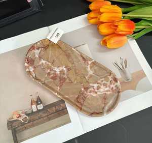 Plateau de luxe en marbre poli pour <span class=keywords><strong>table</strong></span> basse de salon, organiseur de rangement et plateau de service pour la décoration intérieure - Product Image 1