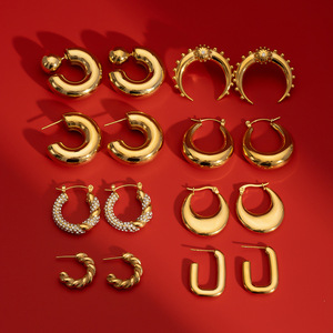 Yueli Fashion Hoop <b>Earrings</b> Gold Plated Geometric C Shape Stainless Steel <b>Stud</b> <b>Earrings</b> For Women Jewelry Accessories - Product Image 3