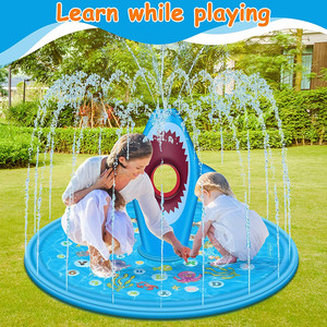 Inflatable Shark Water Spray Mat For Kids Outdoor Play Lawn Toy With Basketball Game And Spraying Feature - Product Image 4