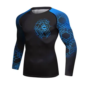 Оптовая продажа, мужские футболки с принтом Jiu Jitsu Rashguard, 50 + Солнцезащитная одежда для плавания с длинным рукавом, одежда для плавания в западном стиле