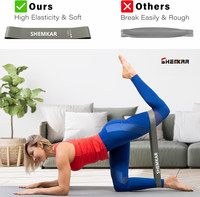 Ensemble de 5 bandes de boucle d'exercice de fitness en latex de couleur grise pour le butin de gymnastique, l'entraînement de force des jambes, la réadaptation, le yoga