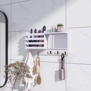 Rustic Wooden <strong>Key</strong> <strong>Holder</strong> and Mail Organizer with <strong>Mirror</strong> Chalkboard <strong>for</strong> Entryway Decor Easy Installation <strong>Wall</strong> Shelf