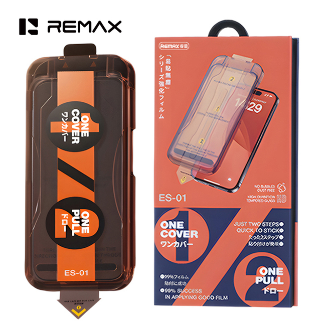 REMAX ES-01 9H Tempered Glass Screen Protector Wholesale Easy Install Dust-Free with Auto-Alignment Kit for iPhone 18-11 Series