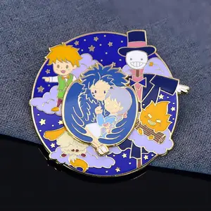 Fashionable Cartoon Gold Plated Hard Pin Enamel Metal Badge Custom Rotation 360 Degree Novelty Pin Badge