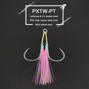 Hameçons doubles lumineux UV XUHANG PXTW-PT en acier nickelé pour la pêche à la traîne en eau douce, assiste à la pêche au bar, au requin, au cabillaud en rivière - Product Image 2