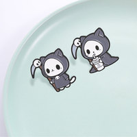 Épinglette décorative en émail Grim Reaper Cat, badge métallique pour sac à dos, veste, sac, accessoire quotidien, ornement