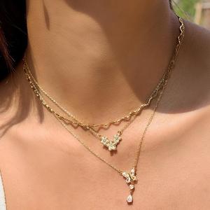 Joyería Bowei de estilo europeo y americano: collar de acero inoxidable chapado en oro de 18k con colgante de circonita, estilo femenino, nuevo. - Product Image 1