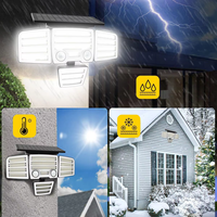 Lampe solaire LED ultra-lumineuse à longue portée pour extérieur, applique murale à quatre têtes, éclairage routier, double capteur, commande manuelle