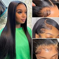 Peluca de cabello humano liso de 40 pulgadas, cabello virgen de Malasia, prearrancado, cabello indio crudo barato, peluca de encaje sin pegamento Hd para mujeres negras