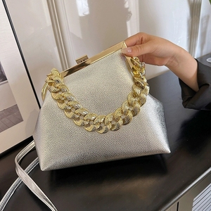 NOUVEAU Sac à bandoulière en PU, forme irrégulière, avec chaîne épaisse et cadre métallique, sac à main de luxe de créateur, <span class=keywords><strong>pochette</strong></span> de soirée - Product Image 3