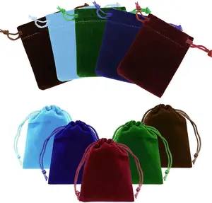 Supplier Wholesale Custom Logo Colorful Flannel Velvet Pouch Gift Drawstring Bag Packaging Velvet Jewelry Pouch