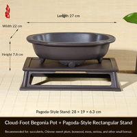 Pot Bunga Resin Desain Minimalis Rustic Sederhana Bentuk Teratai Tiga Kaki Wadah Dangkal Pengontrol Akar Pot Meja Besar