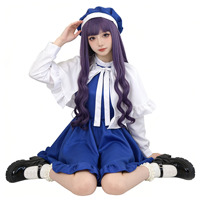 Costume de scène Lolita bleu pour femme, style demoiselle d'honneur, avec volants et nœuds, idéal pour les performances d'anime et d'idoles - Vente en gros