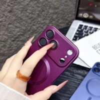 Coque de téléphone souple en TPU avec peinture magnétique métallique pour iPhone 18 17 Air 16 Pro Max Plus 15 14 13 12 11 XS XR avec protection d'objectif