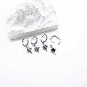 Pendientes de Aro con Puntas Góticas de Acero Inoxidable para Hombre, Estilo Punk Vikingo, Joyería Industrial Plateada, Accesorio de Moda - Product Image 2