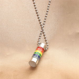 <b>Titanium</b> Steel Rainbow Cylindrical Pendant Themed Geometric Men's Fashion Jewelry Gift Summer 2021 - Product Image 2